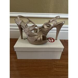 Olsenboye Gold Glitter Platform Stilettos Heels Shoes Women's Size 8.5 Party